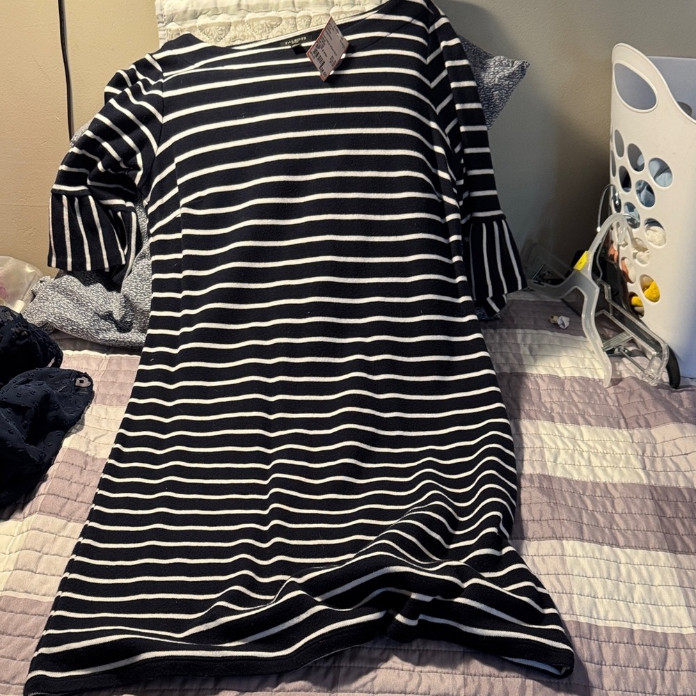 Navy and White Striped Dress